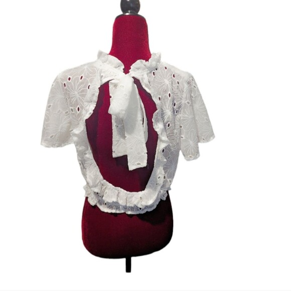 Altar'd State Marleigh White Eyelet Top Size Large - Picture 6 of 7